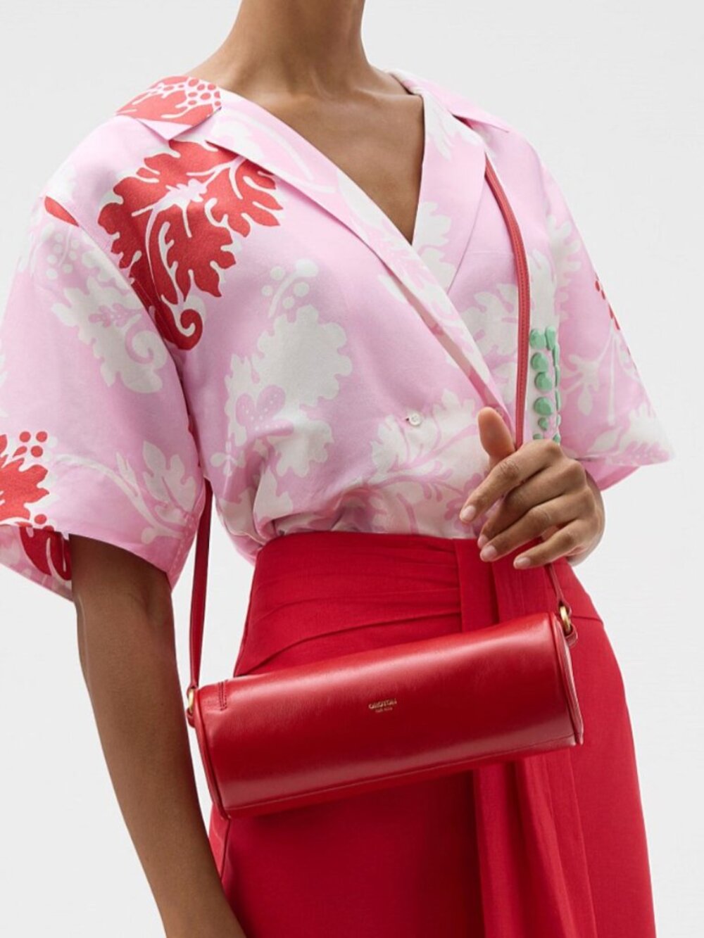 Oroton Market Red Leather Romy Barrel Bag - Picture 10 of 10